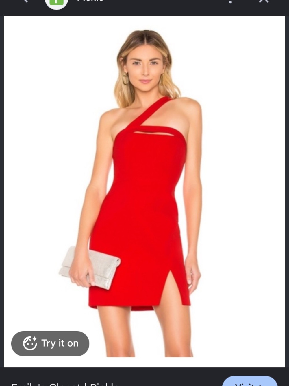 BCBGMaxAzria Vibrant Red One-Shoulder Mini Dress with Front Slit